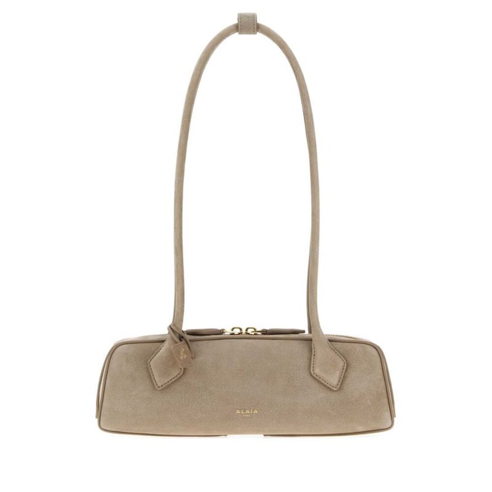 Alaia Women Dove Grey Nabuk Teckel Shoulder Bag